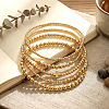 5Pcs 5 Styles Summer Brass Cross Round Beaded Stretch Bracelet Sets FV3491-2