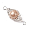 Copper Wire Wrapped Shell Pearl Connector Charms PALLOY-JF03114-01-4