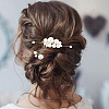 Copper Wire and ABS Imitation Pearl Hair Combs Sets for Women Girls OHAR-CY0001-20-7