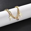 Brass Micro Pave Clear Cubic Zirconia Multi-strand Charm Bracelets BJEW-U020-16G-3