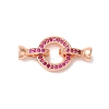 Rack Plating Round Ring Brass Micro Pave Cubic Zirconia Fold Over Clasps KK-F873-22RG-02A-1