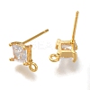 Brass Clear Cubic Zirconia Stud Earrings Finding for Women EJEW-B107-11G-2