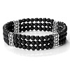 Round Natural Lava Rock & Alloy Multi-Strand Beaded Stretch Bracelets for Women Men GQ0306-3-1