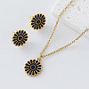 304 Stainless Steel Enamel Flower Pendant Necklace & Stud Earrings Set for Women BR4315-2-1
