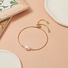 Oval Natural Pearl Beaded Slider Bracelet X-BJEW-JB09315-02-2