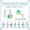 70Pcs 7 Colors Crackle Glass Pendants PALLOY-TADJ00018-3