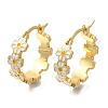 Rack Plating Flower Brass Hoop Earrings X-EJEW-H016-41G-01-1