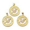 Brass Cubic Zirconia with Plastic Pearl Pendants KK-K341-20G-1