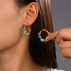 Flower Brass Glass Seed Beaded Hoop Earrings FS-WG0698E-01-1