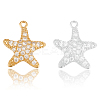 10Pcs 2 Colors Brass Micro Pave Cubic Zirconia Pendants KK-BBC0019-01-5