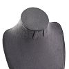 Bust Shaped Microfiber & Wood Jewelry Necklace & Earrings Display Stands NDIS-H042-01C-02-3