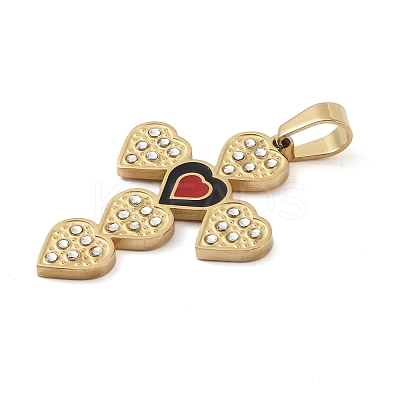 Ion Plating(IP) 304 Stainless Steel Enamel Rhinestone Pendants STAS-Q325-05F-G-1