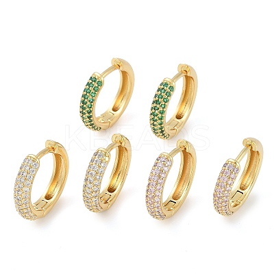 Rack Plating Ring Brass Micro Pave Cubic Zirconia Hoop Earrings EJEW-Z059-12G-1
