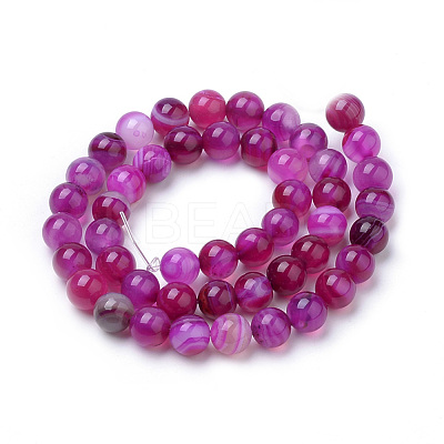 Natural Striped Agate/Banded Agate Beads Strands G-S259-04G-8mm-1
