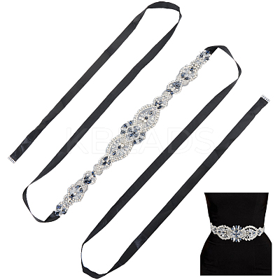 Flower Full Crystal & Montana Rhinestone Handmade Bridal Belts for Wedding Dresses AJEW-WH20006-233A-01-1