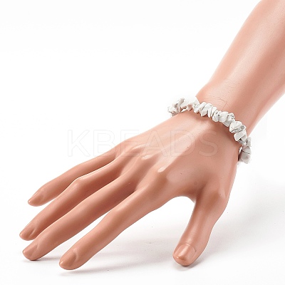 Synthetic White Howlite Chip Bead Stretch Bracelets for Children BJEW-JB06388-07-1