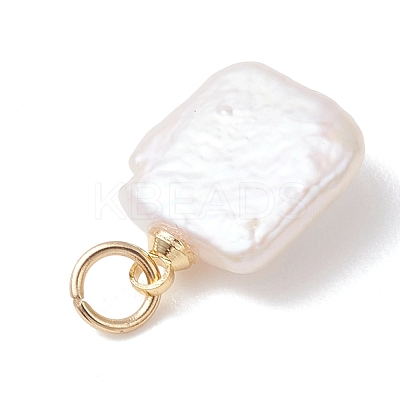 Baroque Natural Nucleated Pearl Keshi Pearl Square Charms PALLOY-JF04967-1