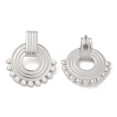 304 Stainless Steel ABS Imitation Pearl Stud Earrings EJEW-M069-02P-1