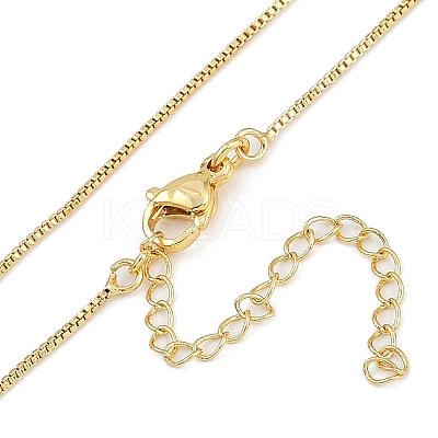 Brass Micro Pave Clear Cubic Zirconia Pendant Box Chain Necklaces for Women NJEW-U015-08G-03-1