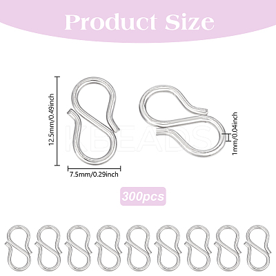 300Pcs 304 Stainless Steel S-Hook Clasps STAS-HY0001-80-1