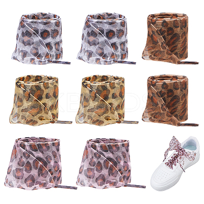 4 Pairs 4 Colors Polyester Leopard Print Pattern Lace Shoelaces DIY-FH0009-68-1