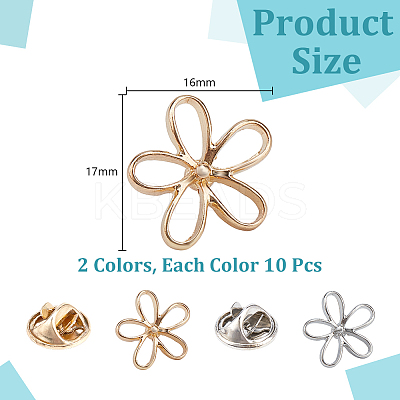 20Pcs 2 Colors Allloy Anti-glare Lapel Pins Brooches JEWB-AR0001-24B-1