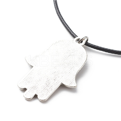 Alloy Hamsa Hand with Enamel Evil Eye Pendant Necklace for Women NJEW-JN03956-01-1