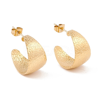 Ion Plating(IP) 304 Stainless Steel Chunky C-shape Stud Earrings EJEW-P198-11G-1