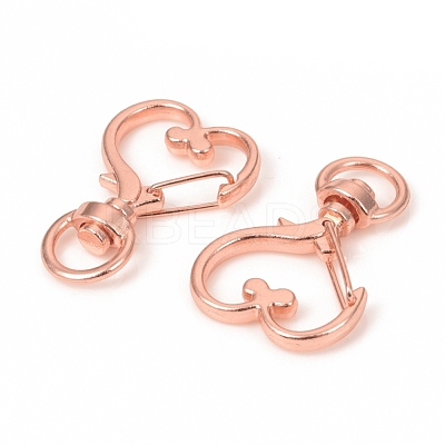 Heart Shape Zinc Alloy Swivel Lobster Clasps IFIN-WH0053-01RG-1