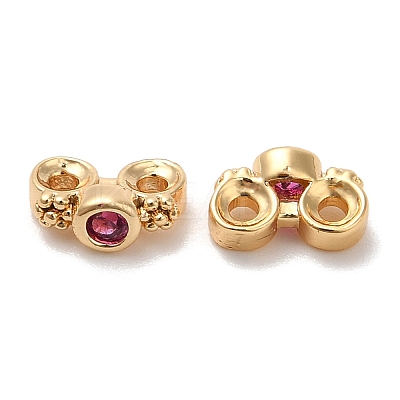 Brass Pave Cubic Zirconia Connector Charms KK-B074-02G-02-1