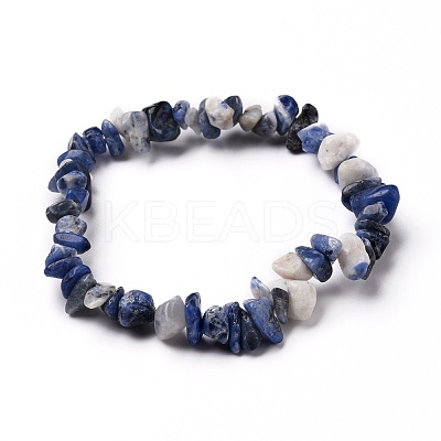 Natural Sodalite Chip Beads Stretch Bracelets BJEW-JB05765-03-1