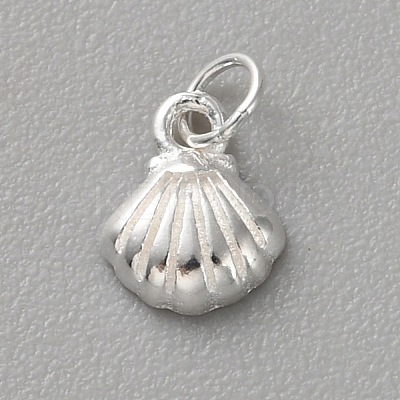 925 Sterling Silver Shell Shape Charms with Jump Rings & 925 Stamp FIND-WH0170-98B-1