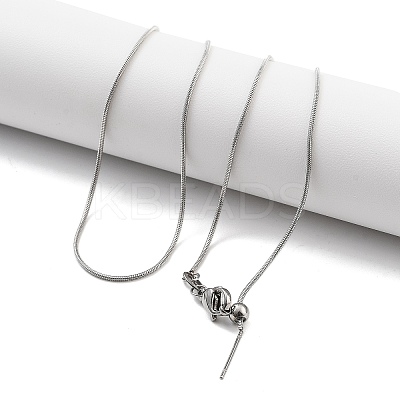 Adjustable Slider 201 Stainless Steel Round Snake Chain Necklaces NJEW-K270-01P-01-1