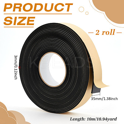 2 Rolls Strong Adhesion EVA Sponge Foam Rubber Tape AJEW-BC0009-88A-1