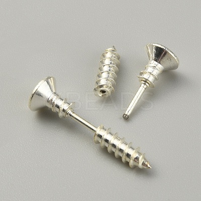 304 Stainless Steel Screw Shape Front Back Stud Earrings STAS-WH0061-23S-1