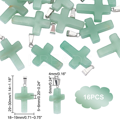 16Pcs Religion Natural Green Aventurine Pendants G-UN0001-08A-1