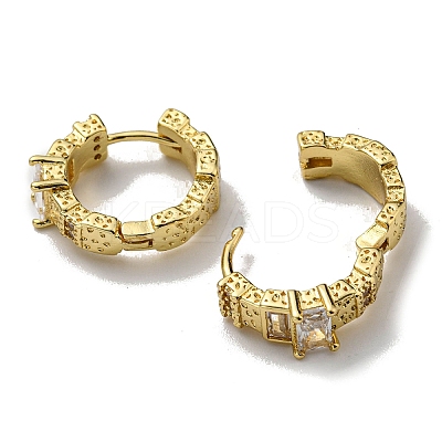 Rack Plating Brass Rectangle Hoop Earrings with Cubic Zirconia EJEW-D063-05G-1
