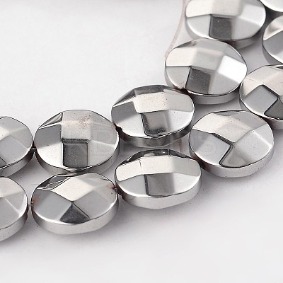 Electroplate Non-magnetic Synthetic Hematite Flat Round Bead Strands G-L368-05B-1