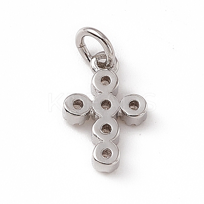 Brass Micro Pave Clear Cubic Zirconia Charms ZIRC-F132-63P-1