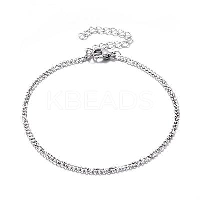 Tarnish Resistant 304 Stainless Steel Curb Chain Bracelets STAS-G116-01P-1