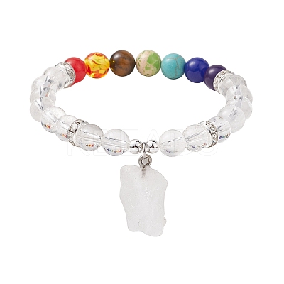 5Pcs 5 Styles Raw Rough Mixed Gemstone Charm Bracelets BJEW-JB10298-1