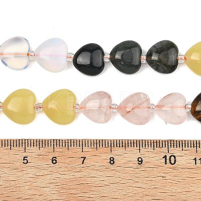 Gradient Color Opalite & Natural Ferruginous Quartz & Tiger Eye & Moss Agate & Lemon Jade Beads Strands G-B185-A03-1