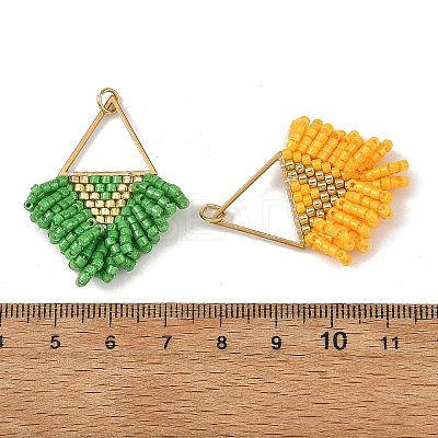 304 Stainless Steel & Glass Seed Beads Fringe Pendants PALLOY-MZ01427-1