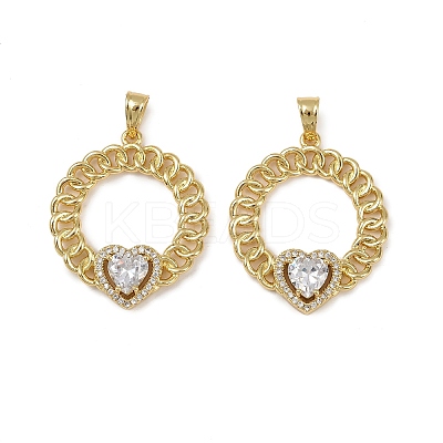 Brass Micro Pave Cubic Zirconia Pendants KK-I358-068G-05-1