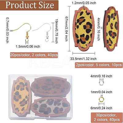DIY Leopard Print Pattern Rectangle Dangle Earring Making Kit DIY-OC0009-49-1