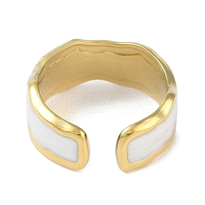 Ion Plating(IP) 304 Stainless Steel Enamel Cuff Finger Rings RJEW-L107-051G-01-1