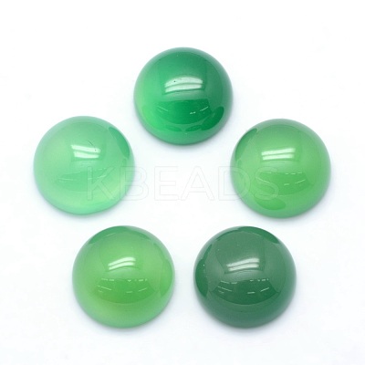 Natural Dyed & Heated Green Onyx Agate Cabochons X-G-P393-R38-12mm-1