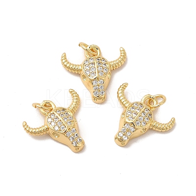 Rack Plating Brass Micro Pave  Cubic Zirconia Pendants KK-B068-24G-1