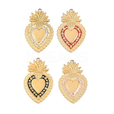 304 Stainless Steel Enamel Pendants STAS-K293-33G-1