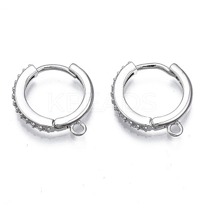 Brass Micro Pave Cubic Zirconia Huggie Hoop Earring Findings X-KK-T063-013P-NF-1